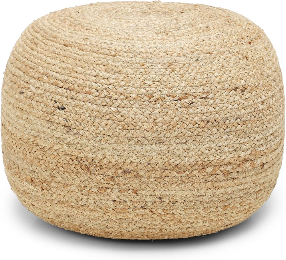 · REDEARTH · Jute Pouf Ottoman - Circular Boho Foot Stool - Jute Natural | Ju...