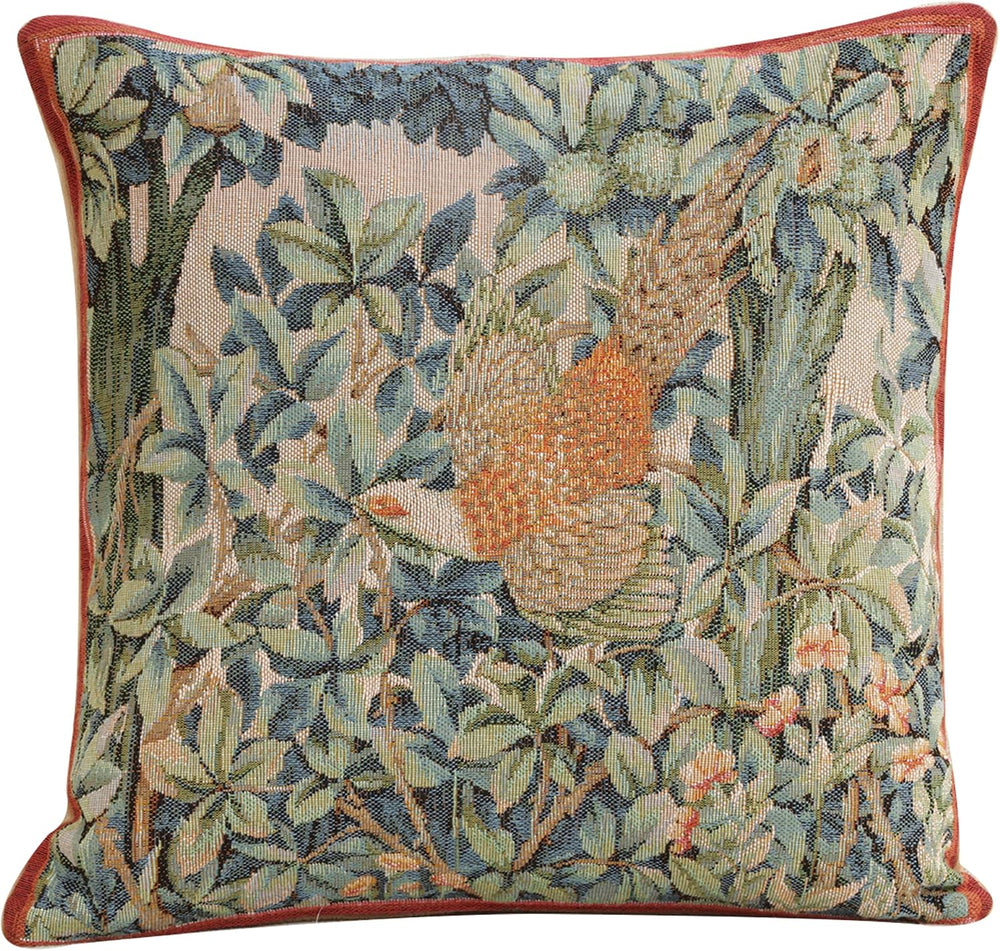 William Morris A Pheasant In A Forest Tapestry Pillow Cover 14 x 14 in