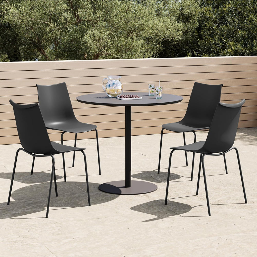 KISLOT Dining Chairs Set of 4, Plastic Outdoor Dining Room Chairs with Metal ...