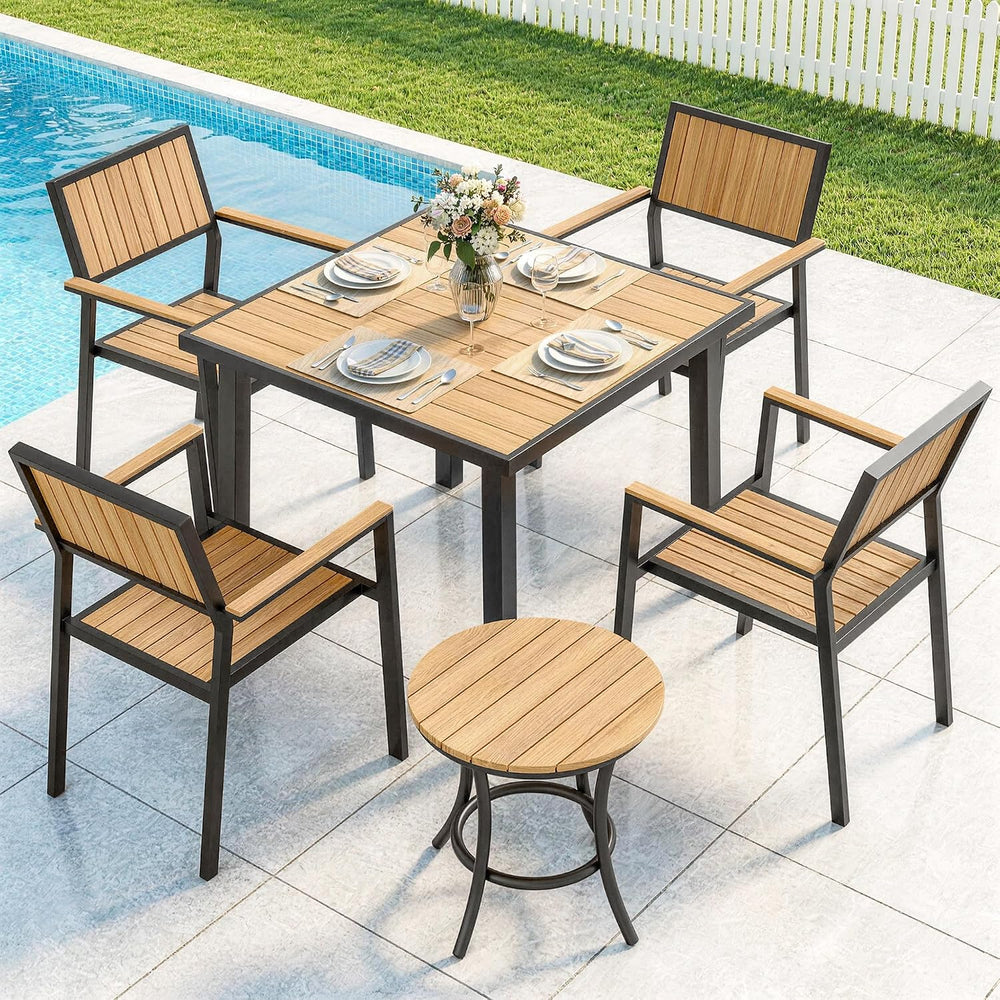 Pamapic 6-Piece Patio Dining Set，Outdoor Aluminum Furniture Set with Plastic-...