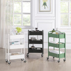 SunnyPoint 3-Tier Delicate Compact Rolling Metal Storage Organizer - Mobile Utility Cart Kitchen/Under Desk Cart with Caster Wheels - Turq (15.35" X 10.24" X 26.8"H)
