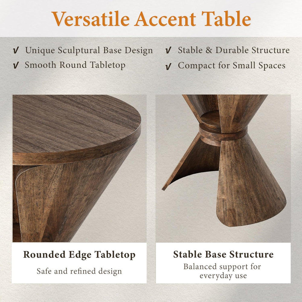 COZAYH Rustic Farmhouse End Table with Storage Shelf, French Country Small Si...
