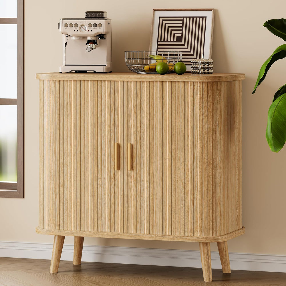 Xixini Sideboard Buffet Cabinet with Sliding Door, 31.5" Wide Fluted Mod...