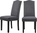 Yaheetech Upholstered Dining Chairs Set of 2, Modern Kitchen Chairs with Nailhead Trims and Solid Wood Legs for Dining Room, Living Room, Restaurant, Fabric Armless Design, Dark Gray