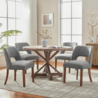 VKNOW Wooden Dining Chairs Set of 4, Modern Fabric Upholstered Dining Room Chair Kitchen Chairs, Farmhouse Dinner Chair for Kitchen Dining Room, Fabric Grey