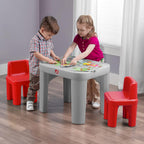 Step2 Mighty My Size Kids Table & Chair Set, Playroom Activity Table for Arts & Crafts, Made of Durable Plastic, For Toddlers 2+ Years Old, Gray & Red