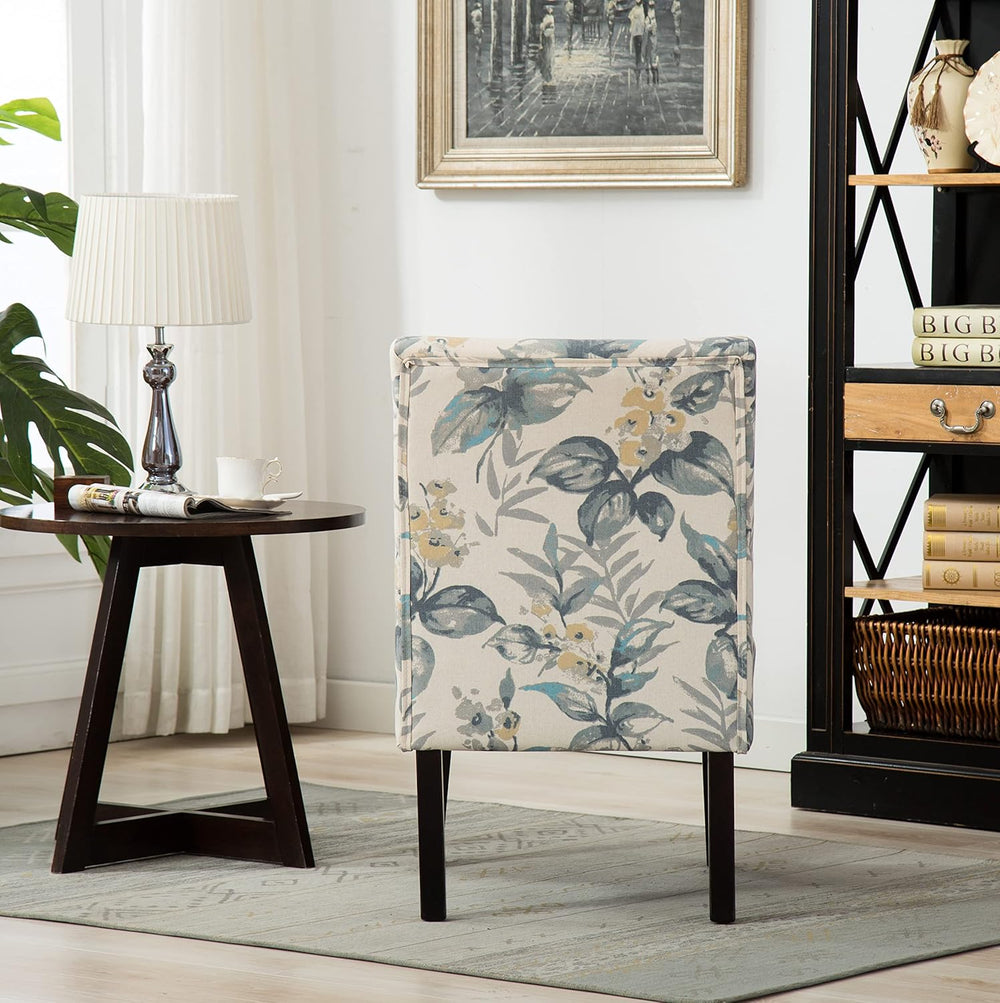 Roundhill Furniture Capa Print abric Armless Contemporary Accent Chair, Blue ...