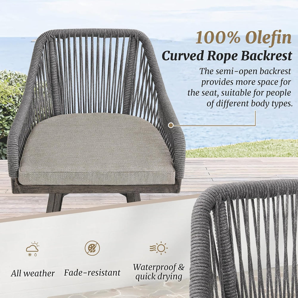 Cozyman Outdoor Bar Stools Set of 6, 360° Swivel Aluminum Rattan Bar Stool wi...