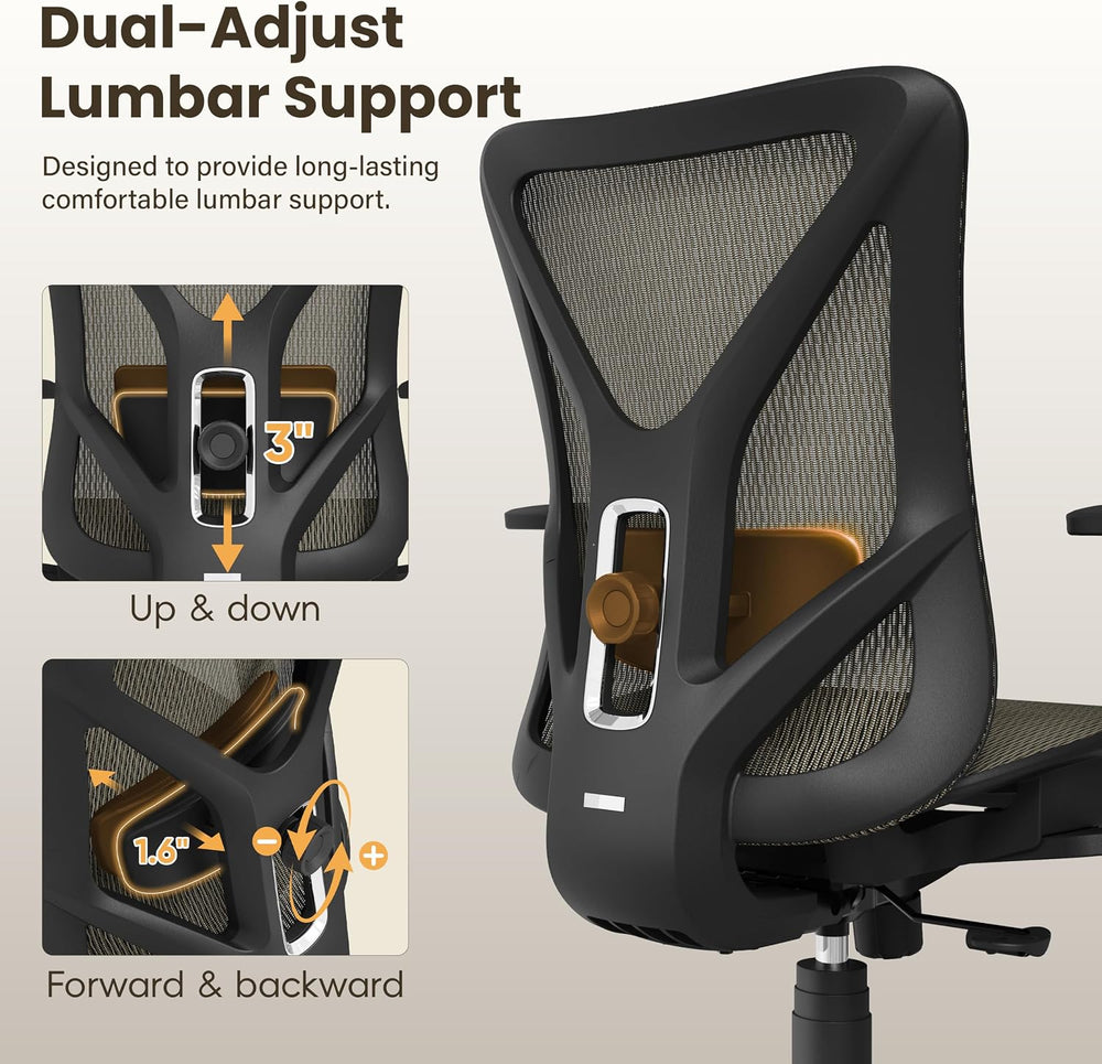 Ergonomic Office Chair, Mesh Computer Desk Chairs with Adjustable Lumbar Supp...