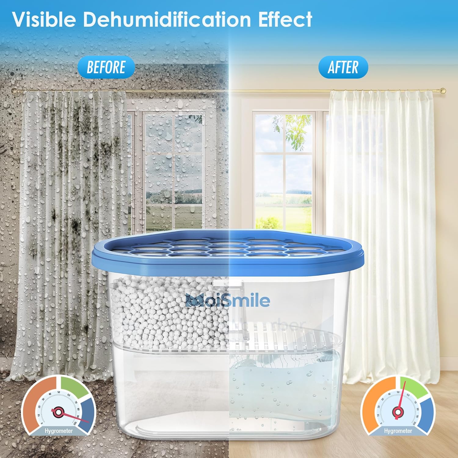Moisture Absorbers 12 Pack, Fragrance-Free Closet Dehumidifier for Bathroom, Car ＆ Basement, 10.5 oz Refillable Humidity Absorber Boxes