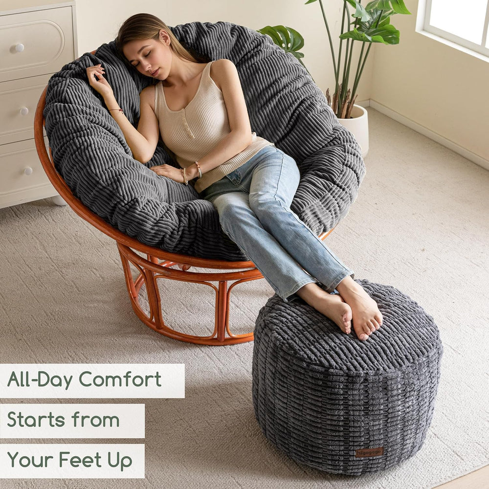 HIGOGOGO Pouf Ottoman Stuffed Round Modern Foam Filled Foot Rest Poufs for Li...