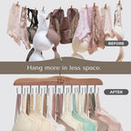 Large Bra Hanger and Bra Organizer for Closet – Tank Top Hanger Space Saving for House, Dorm, Apartment - Foldable Wooden for Closet Organizer– 20 Hook - Cedar WoodHanger, Natural, 1 Pack