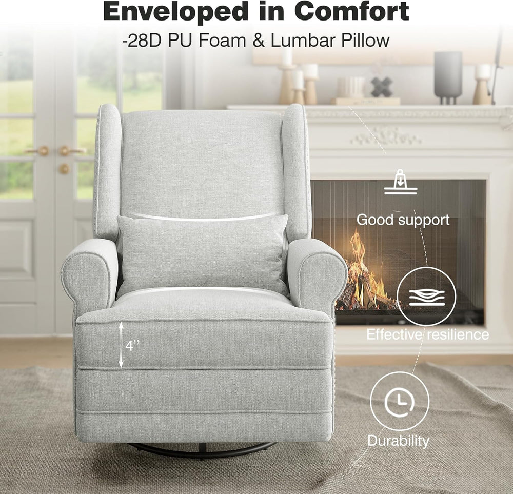RoyalCraft Swivel Recliner Chair with Extra Large Footrest, Comfy Upholstered...