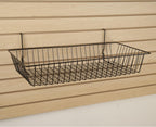 Only Garment Racks #5624B (Pack of 6) Black Wire Baskets for Grid Wall and Slat Wall - Merchandiser Baskets, Black Wire Basket 24" L x 12" D x 4" H (Set of 6) (Pack of 6)