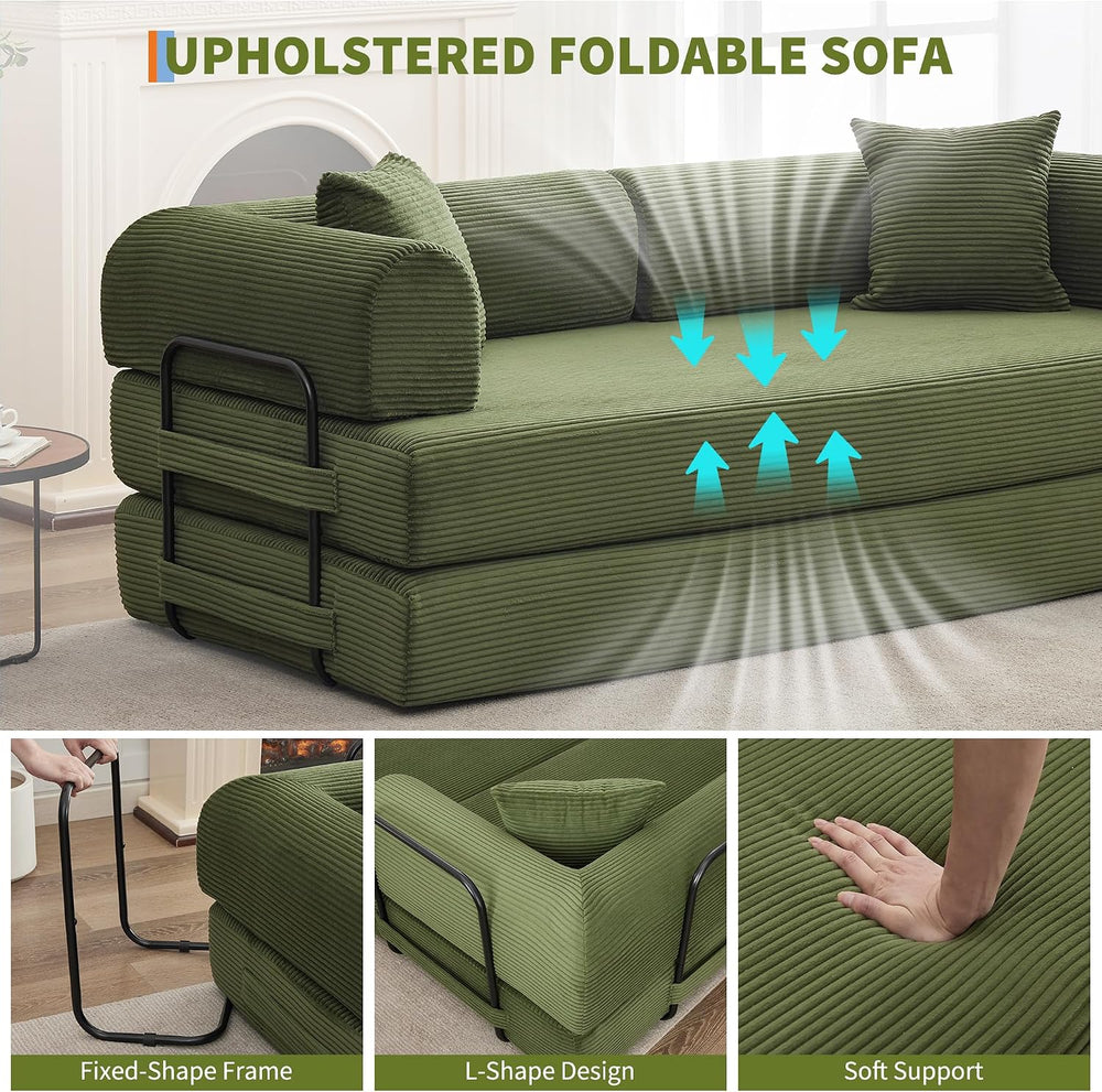 GarveeHome 79" Convertible Sleeper Sofa Bed Couch, 4-in-1 Corduroy Foldi...