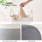 Laundry Hamper 75L,Large Laundry Basket for Clothes,Decorative Storage Basket for Blankets,Cotton Rope Woven basket for bedroom,Grey White