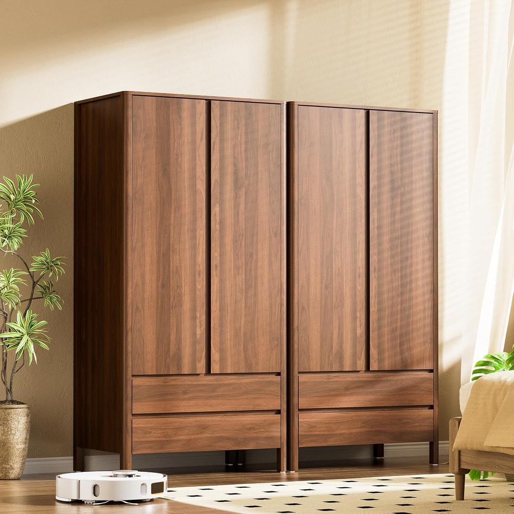 Furniway Armoire Wardrobe Closet, 70.9" Tall Wardrobe Cabinet with 2 Doo...