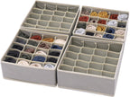 DIOMMELL Set of 4 Foldable Cloth Storage Box Closet Dresser Drawer Organizer Fabric Baskets Bins Containers Divider for Clothes Underwear Socks Lingerie Clothing, Grey 40-0000