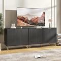TV Stand for 75 inch TV Modern Entertainment Center Cabinet with 5 Doors Wood Media Console Storage Cabinets for Living Room Bedroom, Black