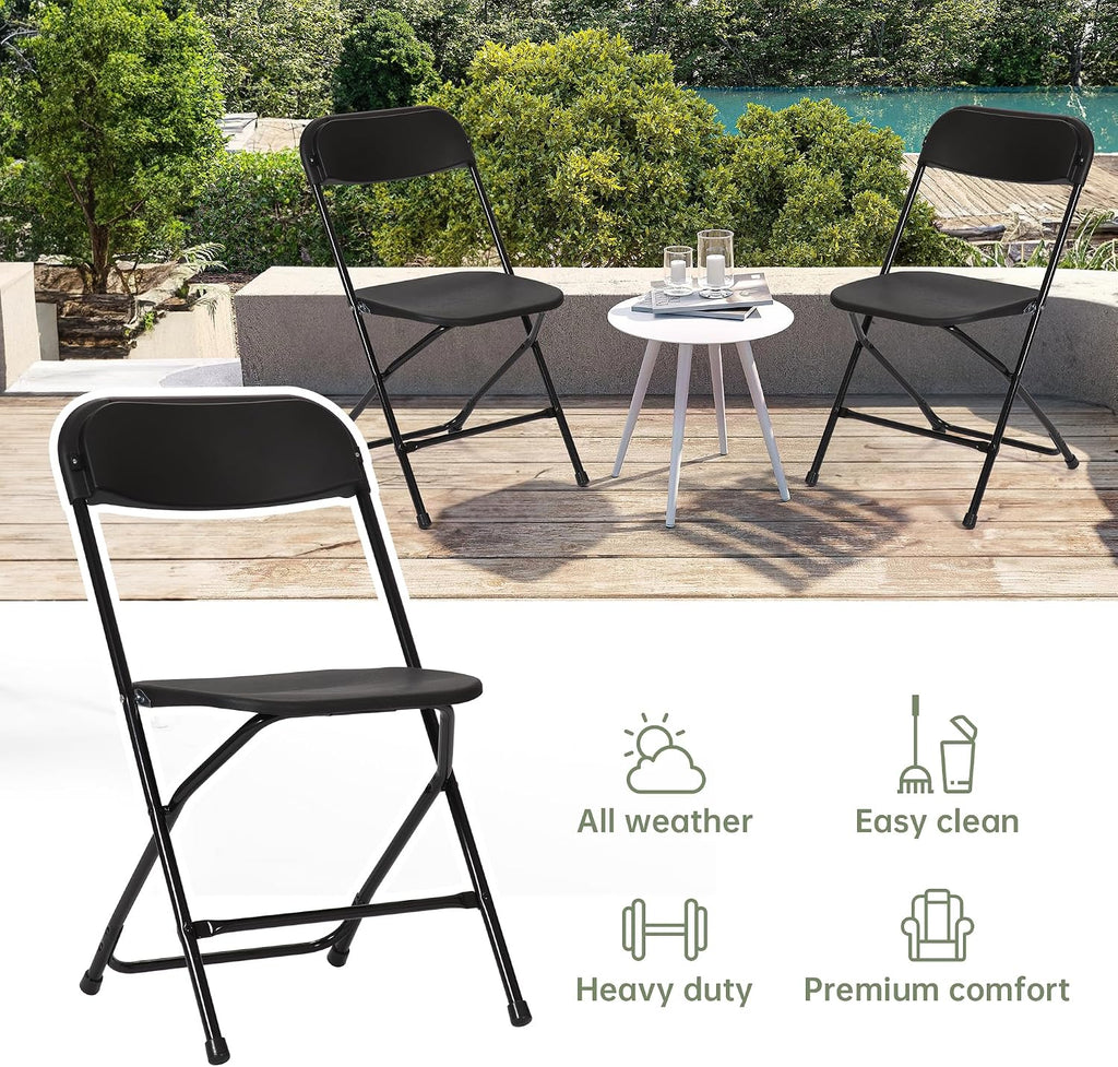30 PCS Plastic Folding Chair, Portable Commercial Chair, Heavy-Duty Plastic Folding Chairs, Folding Chair with 350 LB Capacity for Wedding Party Outdoor Indoor Black