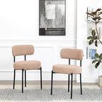 DYHOME Kitchen Chairs Mid-Century Modern Dining Chairs Set of 6, Kitchen Dining Room Chairs, Boucle Upholstered Wishbone Dining Chair, Camel Color