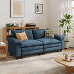 LINSY HOME 90'' Cloud Loveseat Sofa, Modular Sectional Couches Corduroy Cloud Couch Soft Modern Comfy Love Seat Sofa Set for Living Room Apartment Office, Blue