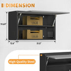 Metal Garage Wall Cabinet with Up-Flip Door, Float Tool Cabenit with Adjustable Shelf,Steel Wall-Mounted Storage Cabinet with Pegboard for Kitchen,Garage,Workshop,Warehouse(19.7"H,Black&Gray)