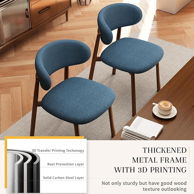 Kitchen Dining Chairs Set of 6 Modern Soft Linen Farmhouse Dining Room Chair,...