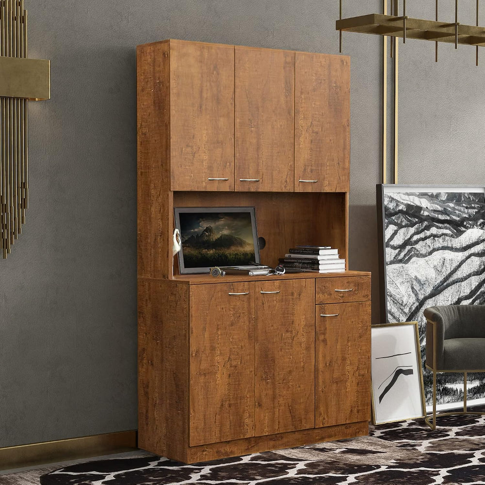 LUMISOL Pantry Sideboard, Solid Wood Kitchen Pantry Storage Cabinet, 70.87” T...