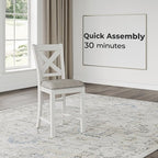 Signature Design by Ashley Robbinsdale Farmhouse Armless 24.75" Counter Height Upholstered Bar Stool with Foot Rest, Set of 2, White & Light Gray
