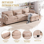 Ball & Cast Modular Sectional Sofa,L Shaped Couch with Movable Storage Ottoman,Chenille Upholstered Sofa W/USB Charging Port,Phone Holder and Side Pocket,for Living Room,Apartment,Khaki,109"
