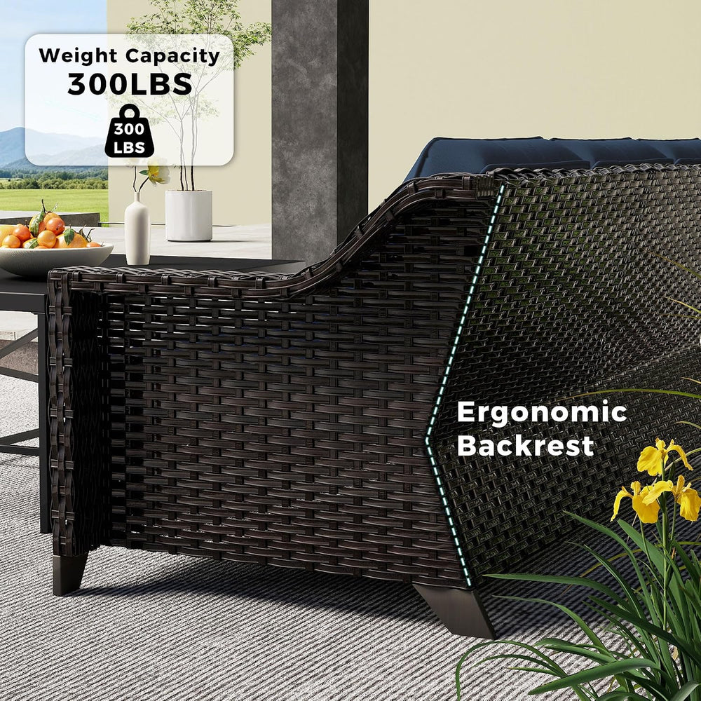 Outdoor Couch, Wicker Outdoor Conversation Set | Patio Couch with Olefin Remo...