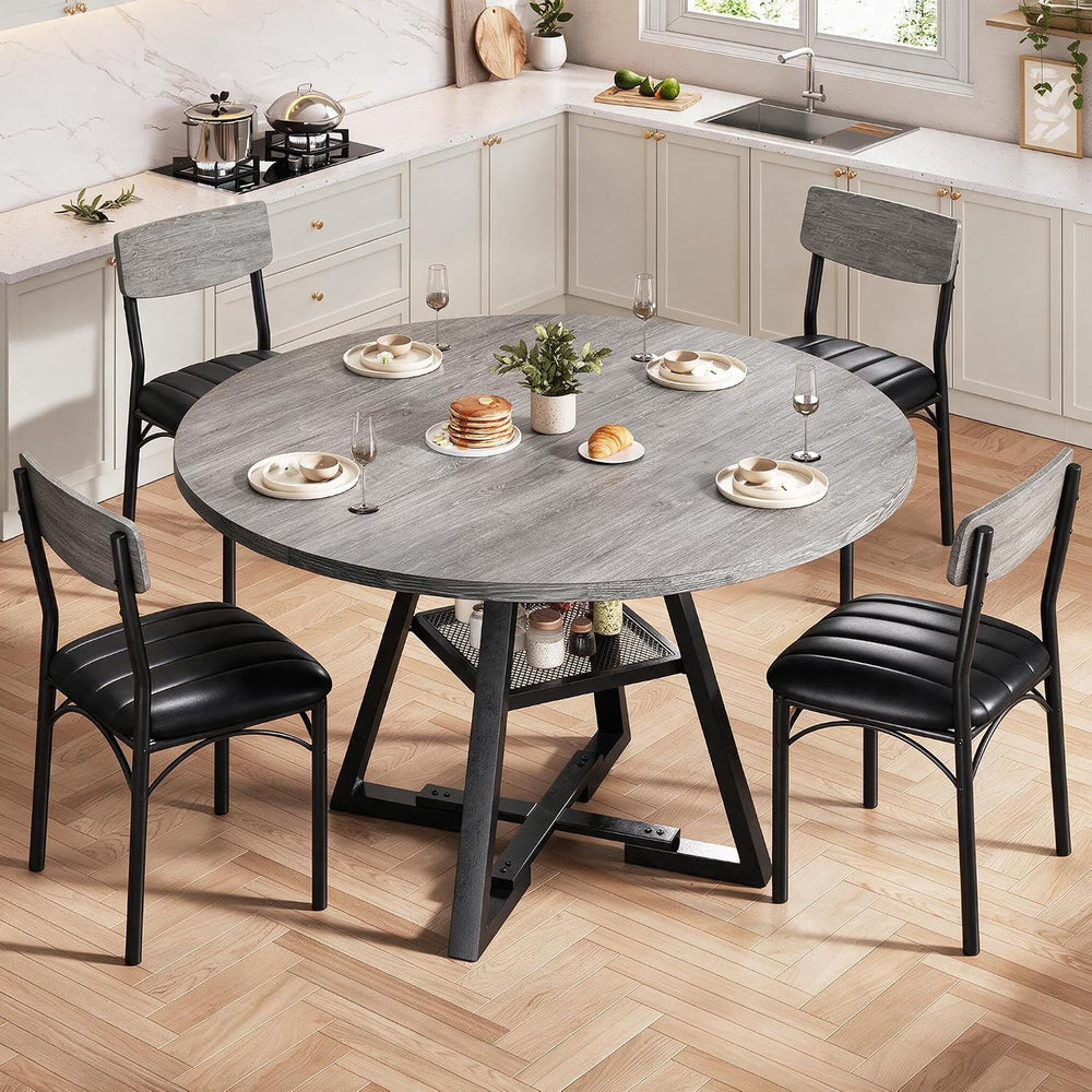 Dining Table Set for 4,Kitchen Table and Chairs for 4, Round Dining Room Tabl...
