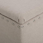 Storage Ottoman Bench,End of Bed Stool w/Safety Hinge & Nailhead Accents,Bedroom Upholstered Footrest,for Entryway,Living Room, Bed Room, Wheat,42inch