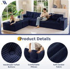 MAXYOYO 132" U Shaped Modular Sectional Sofa with 2 Ottomans, Cloud Boneless Couch with Layered Cushion, Flexible Module Combination Sofa for Living Room, No Assembly Required, Navy