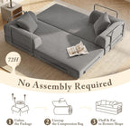 Cloud Boneless Couch Futon Sofa Bed, 5-in-1 Convertible Sofa Bed Pull Out Couch Sleeper Sofa Compressed Loveseat, 70" High-Density Sponge & Corduroy Fabric Futon Daybed for Living Room Bedroom (Gray) | 5-in-1 Convertible