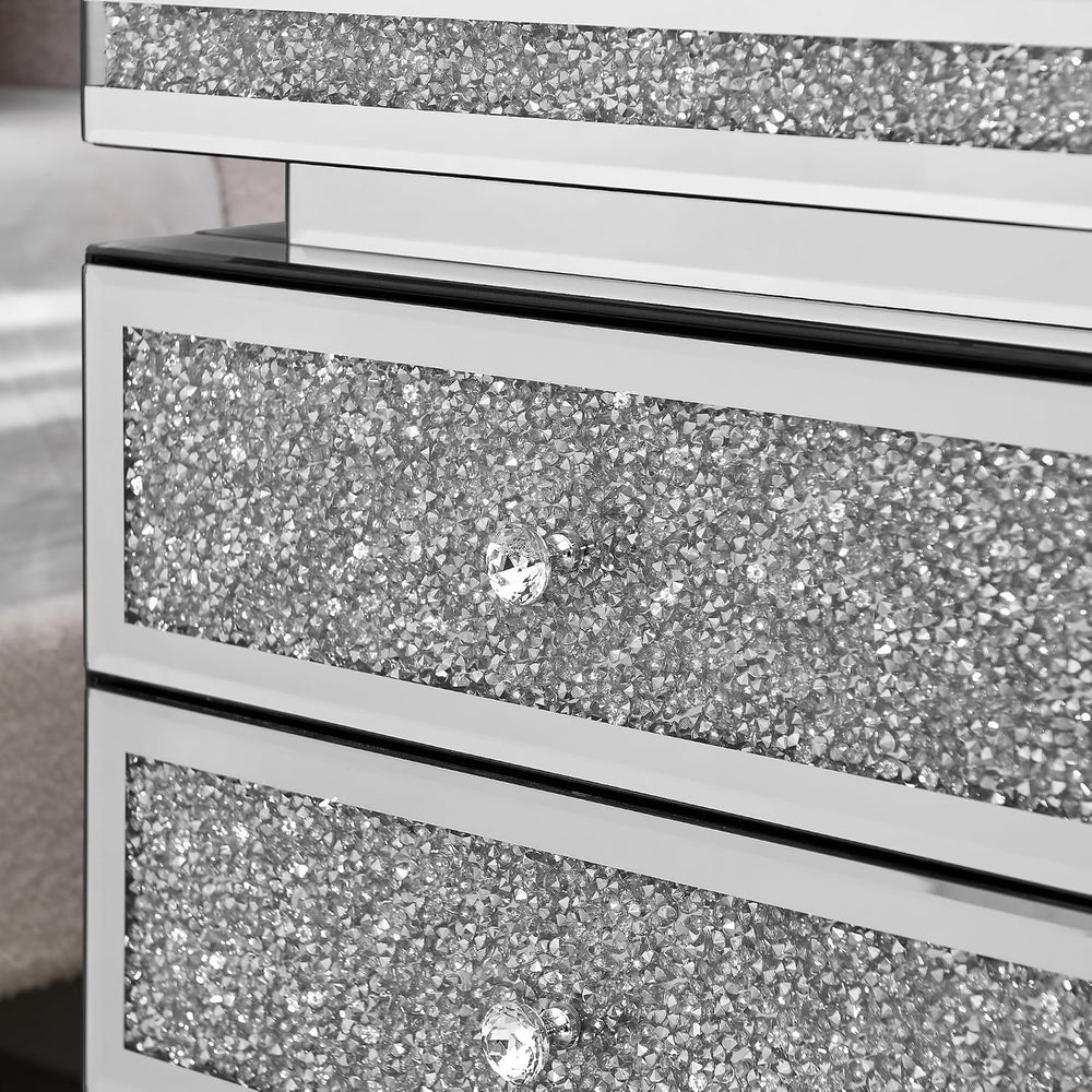 SSLine 3-Drawer Mirrored End Table,Mirrored Nightstand End Tables Bedside Tab...