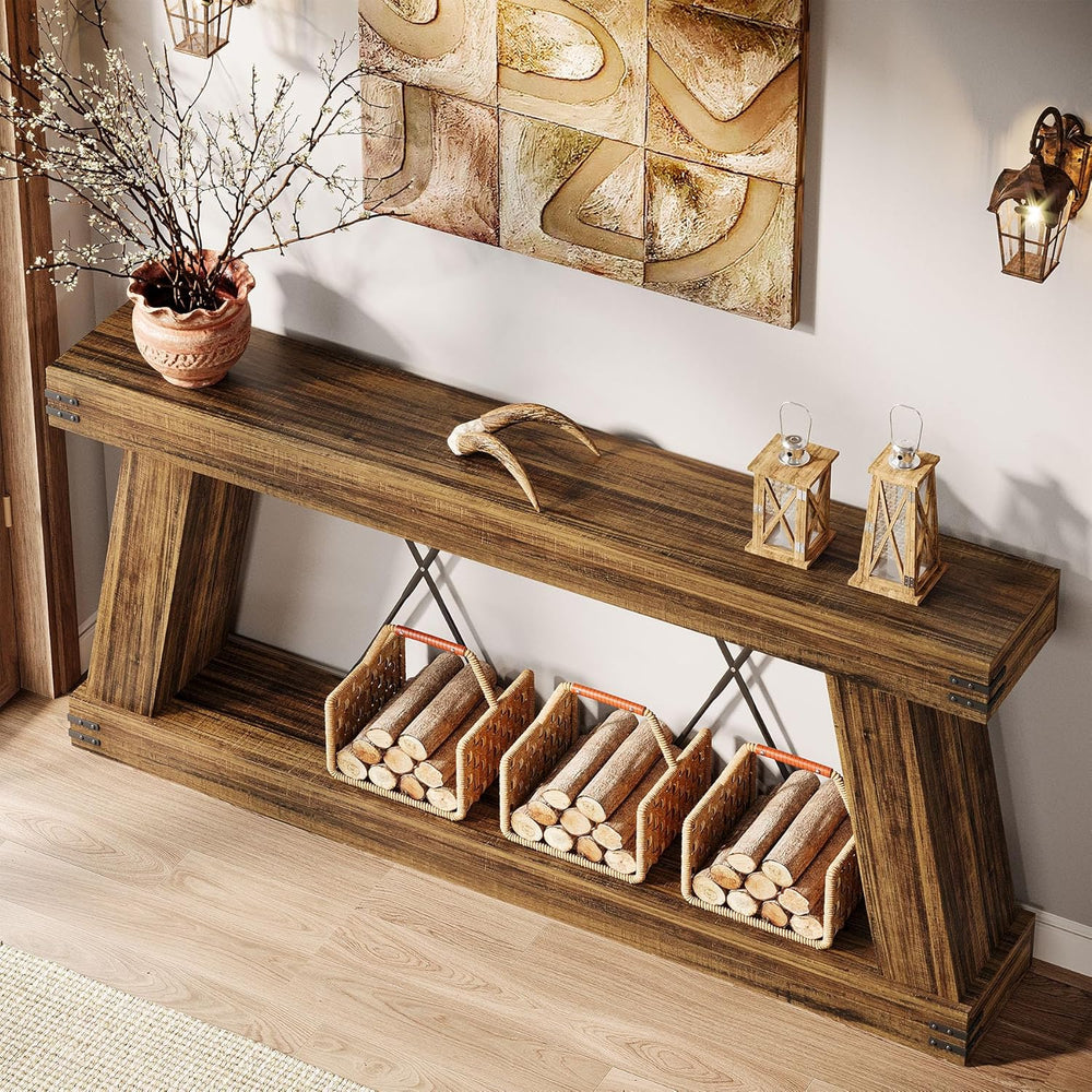 Tribesigns 70.9" Farmhouse Console Table, Long Sofa Table Behind Couch w...