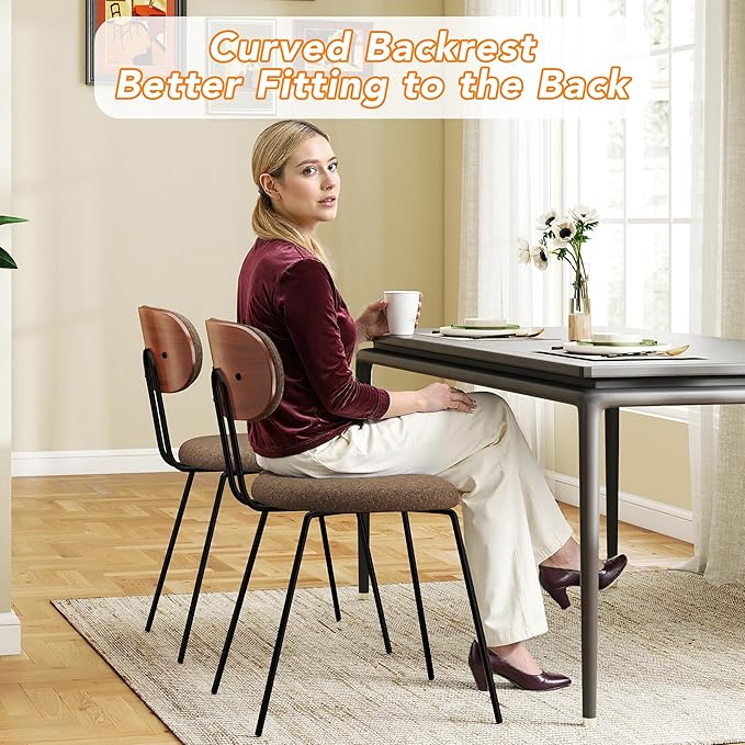 LSSPAID Dining Chairs Set of 2, Linen Fabric Upholstered Dining Room Chairs w...