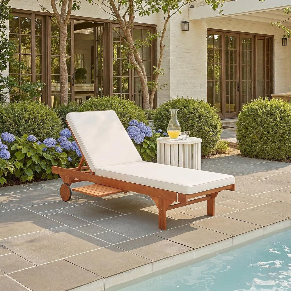 SAFAVIEH Outdoor Collection Newport Natural/ Beige Cushion Built-in Side Tabl...