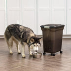 IRIS USA WeatherPro Airtight Dog Food Storage Container, Up to 22 lbs, Attachable Wheels, For Dog Cat Bird and Other Pet Food Storage Bin, Keep Fresh, Easy Mobility, BPA Free, Smoke
