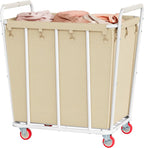 Hoctieon Large Laundry Cart with Wheels, 400L Heavy Duty Laundry Basket Organizer, Rolling Hamper Sorter for Clothes Storage, Industrial Dirty Clothes Hamper for Home & Hotel, Beige