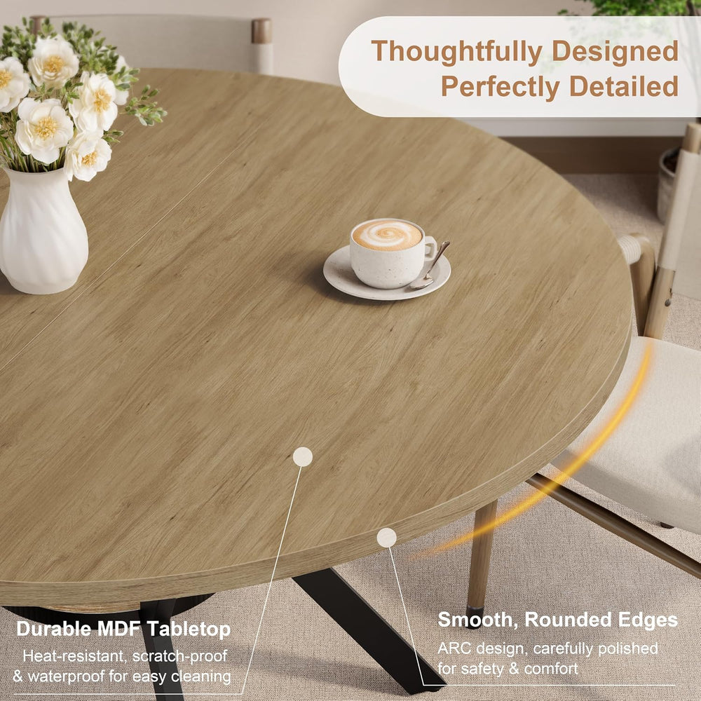 MECHYIN 42'' Round Dining Table for 2–4, Farmhouse Round Kitchen Tabl...