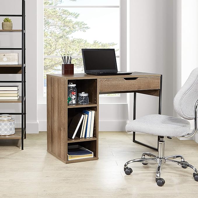 OSP Home Furnishings Ravel 40-Inch Wide Writing Desk, Grey Oak