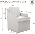 VKNOW Upholstered Dining Chairs, Modern Kitchen Chairs Dinner Chairs with 4 Casters, Chenille Armchair for Bedroom Reading Room Living Room, Light Grey