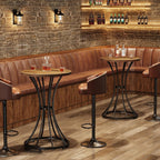 Tribesigns Round Bar Table for 2, 37.4" H Cocktail Table with Curved Metal Base, Coffee Pub Table for Spaces, Living Room, Kitchen, or Party (Brown & Black) (4)