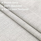 Joydeco 100% Total Blackout Curtains Custom Size for Bedroom Living Room Darkening Long Textured Drapes Thermal Insulated Back & Tab Rod Pocket 1 Panel(Light Beige,Custom Size)