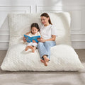Hobestluk 3 in 1 Bean Bag Chair Giant Bean Bag Chairs for Adults with Chevron Plush Fur Cover Convertible Bean Bag Floor Cushion with Machine Washable Cover for Living Room (Chevron Plush White)