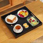 Black Oversize Acrylic Serving Tray with Handles 19x19 Inch -Spill Proof- Decorative Trays Countertop Organizer for Ottoman,Nightstand, Sidetable, Butler (19x19 Inch, Black)