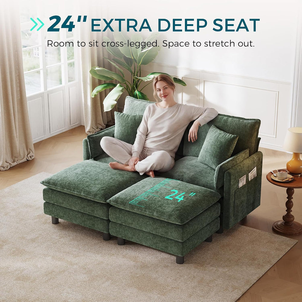 LINSY HOME 65'' Modular Sectional Sofa Love Seat Couch Chenille Cloud...